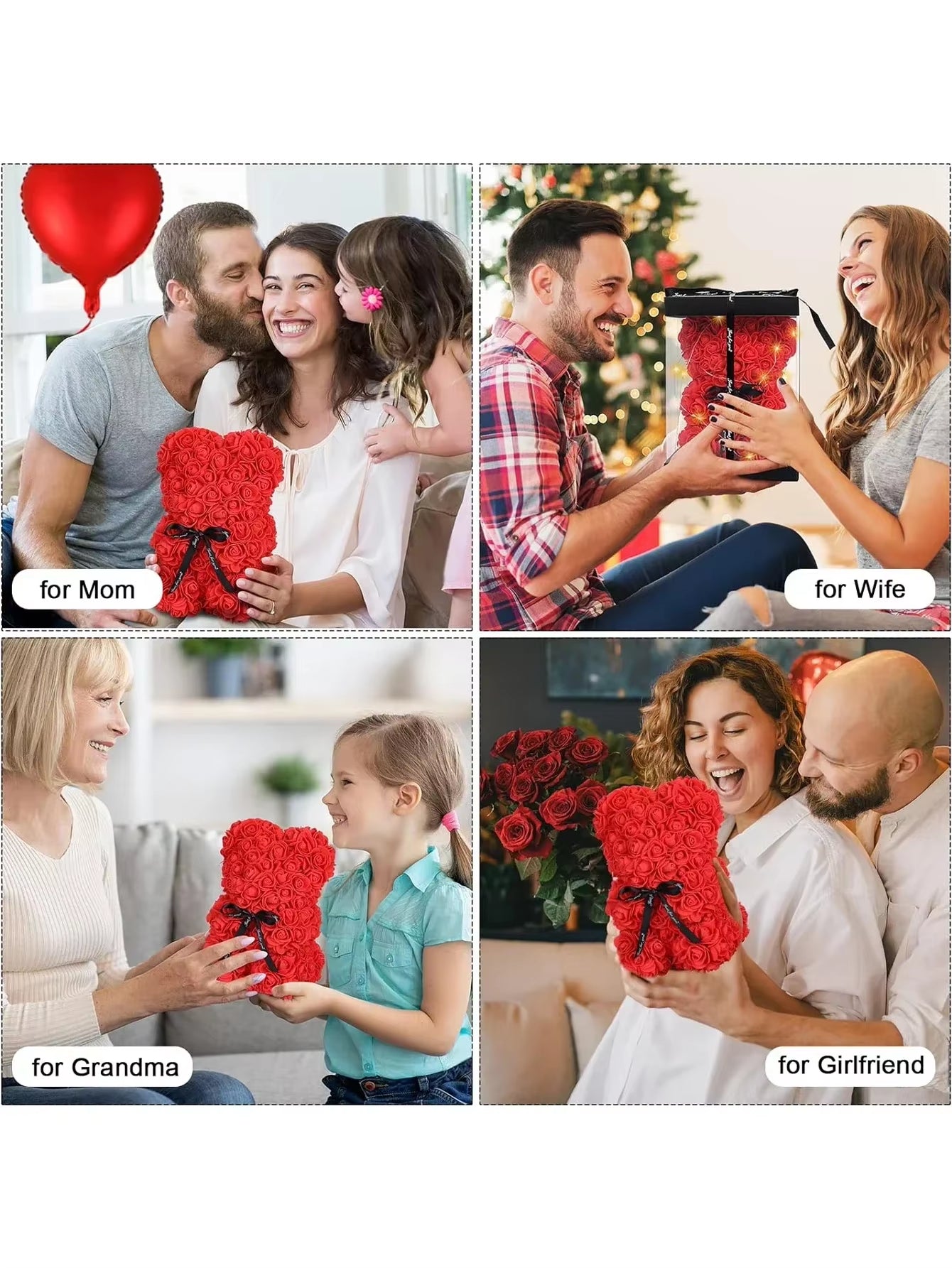 Girlfriend Birthday Gifts Women Rose Teddy Bear Artificial Flower Anniversary Valentines Day Birthday Gift Mothers Day Mom Gifts