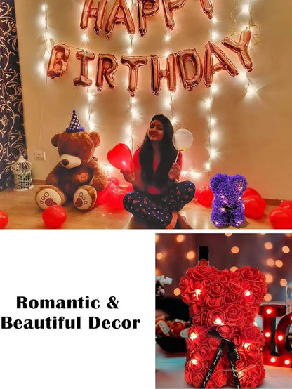 Girlfriend Birthday Gifts Women Rose Teddy Bear Artificial Flower Anniversary Valentines Day Birthday Gift Mothers Day Mom Gifts